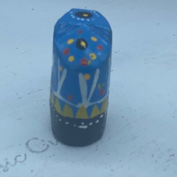 Vtg Hand Painted Wood Elephant Carved Wooden Figurine Blue 1.25" - Picture 4 of 6